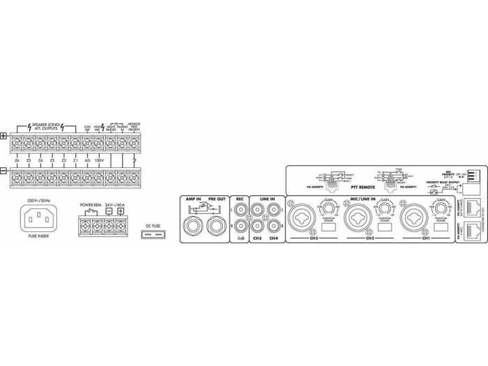 Monacor PA-6480Amplificadores mezcladores para megafonía mono de 6 zonas - 3
