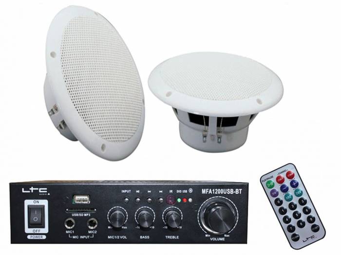 Pack Water 1 - Mini-Amplificador Multimedia con Bluetooth y 2 altavoces  Marinos
