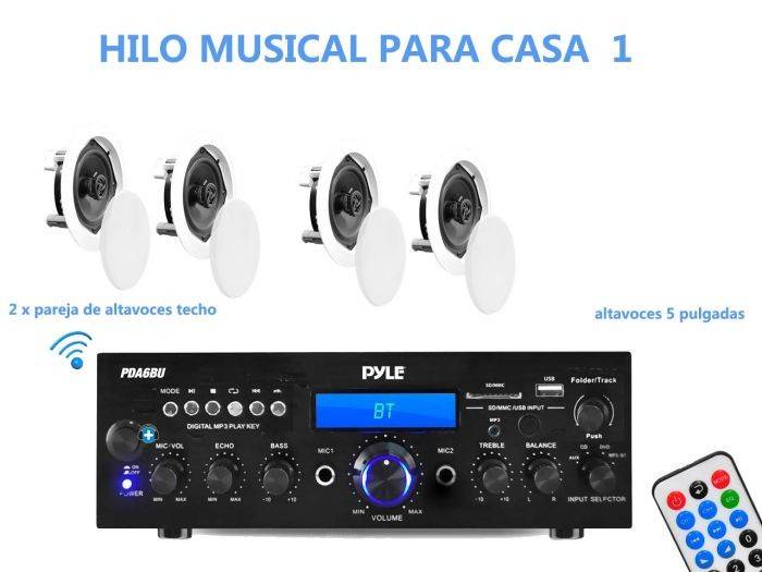 Inmersión garra Horror HILO MUSICAL PARA CASA 1 - 4 Altavoces de techo y amplificador hifi 200w de  Todos los packs de sonido