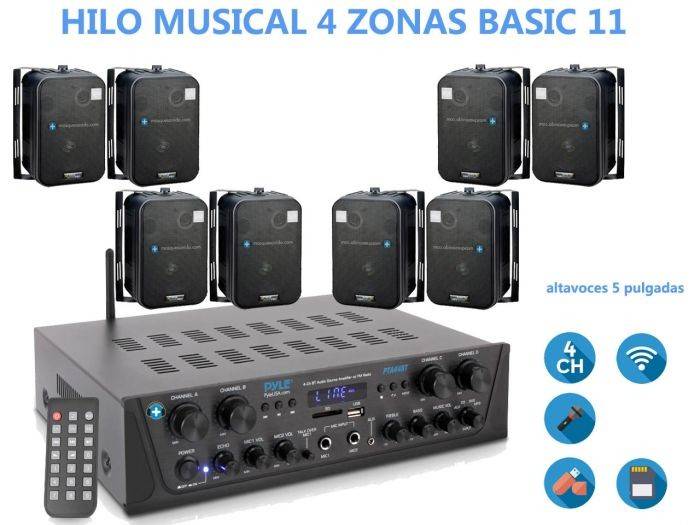 HILO MUSICAL 4 ZONAS  Basic 11 - 8 altavoces 5 pulgadas - 1
