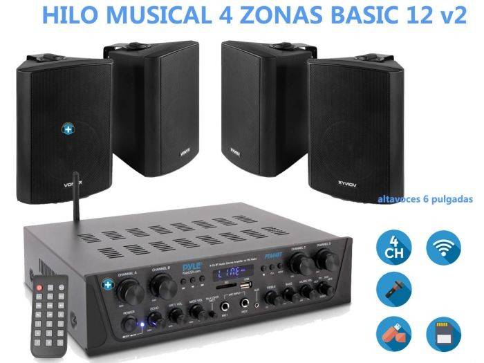 HILO MUSICAL 4 ZONASv2  Basic 12 - 4 altavoces 6 pulgadas - 1