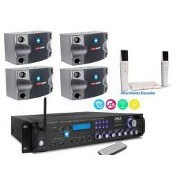 Equipo de sonido RIVERSIDE CLUB KARAOKE -Amplificador con Radio- USB y conexión Bluetooth 2 Microfonos Inalambricos para Karaoke