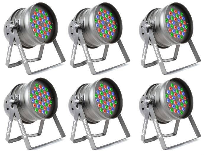 BeamZ Pack 6 Focos Par 64 - 36x 1W RGB LEDs DMX 151.238 - 1