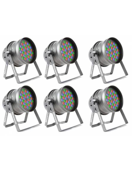 BeamZ Pack 6 Focos Par 64 - 36x 1W RGB LEDs DMX 151.238 - 1