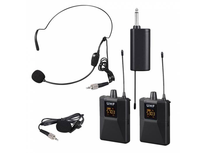 Pyle PDWMU211 - Doble sistema de micrófonos inalámbricos de diadema o corbata con sistema uhf - 2