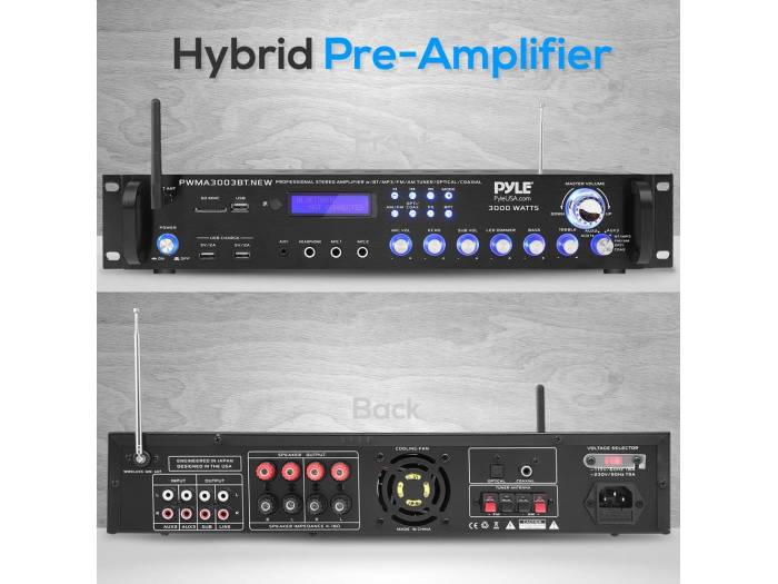 PWMA3003BT - Amplificador KARAOKE CON MICROFONIA INALAMBRICA, RADIO USB Y 3000W Pyle Pro PWMA3003BT - 2