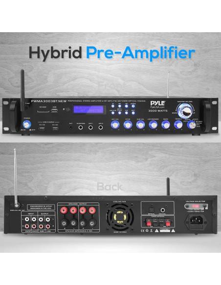 PWMA3003BT - Amplificador KARAOKE CON MICROFONIA INALAMBRICA, RADIO USB Y 3000W Pyle Pro PWMA3003BT - 2