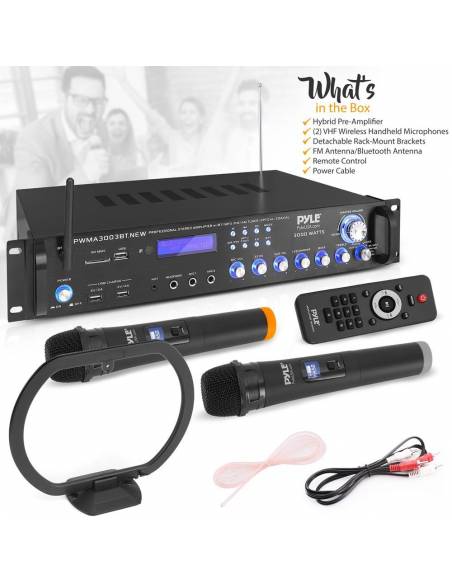 PWMA3003BT - Amplificador KARAOKE CON MICROFONIA INALAMBRICA, RADIO USB Y 3000W Pyle Pro PWMA3003BT - 7