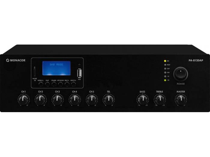 MONACOR PA-812DAP - Amplificador megafonía Clase D 120w Bluetooth - 1