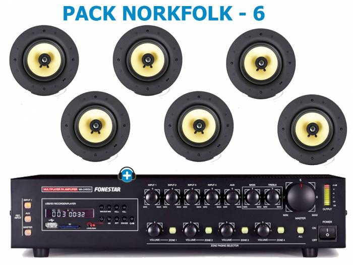 Pack de Hilo Musical -NORKFOLK - 6 - Altavoces de linea de 100v - 2