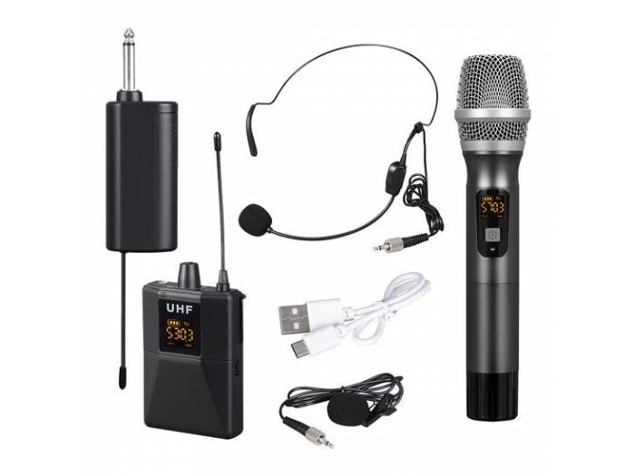 Hablar en voz alta absorción Mariscos Pyle PDWMU114 - Sistema de micrófonos inalámbricos mixto uhf de Pyle Pro Micrófonos  inalámbricos