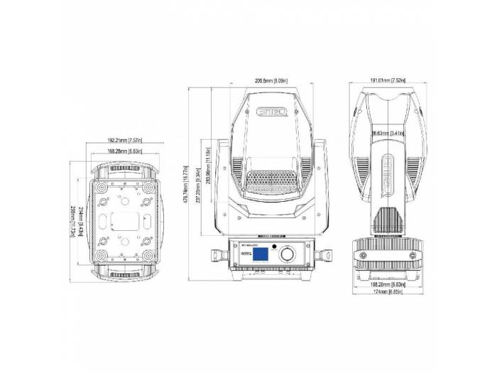 BRITEQ BT-SHARK CABEZA MÃVIL LED SPOT 200W BRITEQ