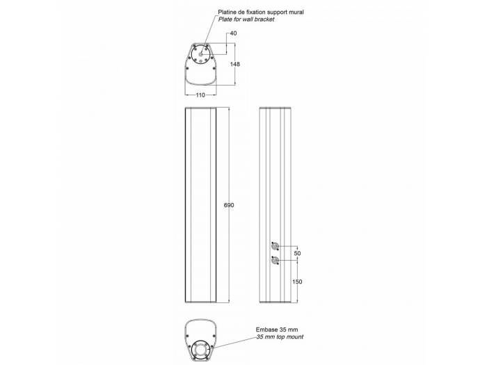 iLINE83W ALTAVOZ 160W 8x3" 16Ohm BLANCO AUDIOPHONY