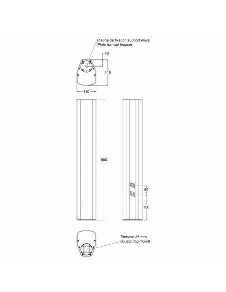 iLINE83W ALTAVOZ 160W 8x3" 16Ohm BLANCO AUDIOPHONY