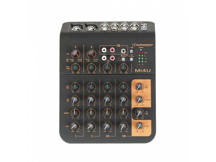 Mi4U MESA DE MEZCLAS USB 4CH 2 MIC + 2 ESTÉREO + 1 AUX AUDIOPHONY