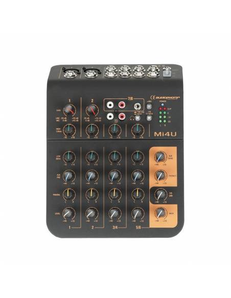 Mi4U MESA DE MEZCLAS USB 4CH 2 MIC + 2 ESTÉREO + 1 AUX AUDIOPHONY