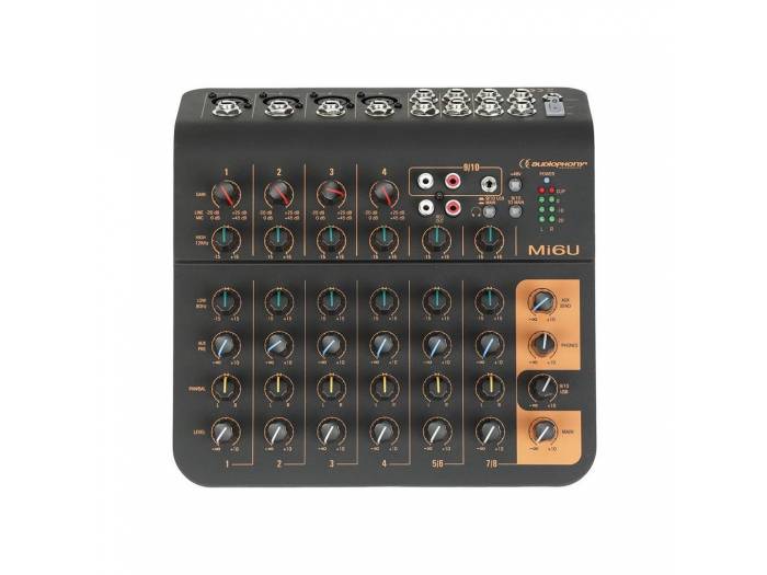 Mi6U MESA DE MEZCLAS USB 6CH 4 MIC + 2 ESTÉREO + 1 AUX AUDIOPHONY
