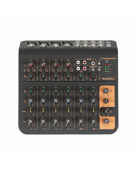 Mi6U MESA DE MEZCLAS USB 6CH 4 MIC + 2 ESTÉREO + 1 AUX AUDIOPHONY