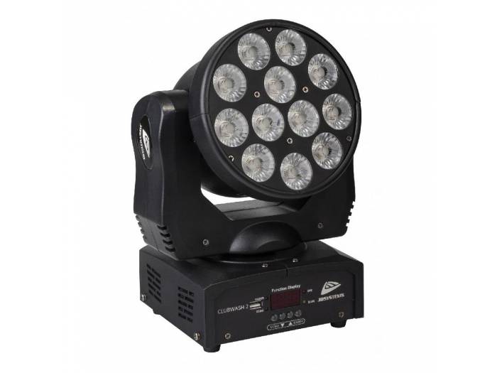 CLUBWASH 2 MINI CABEZA MÓVIL LED 12x12W RGBWA+UV JBSYSTEMS