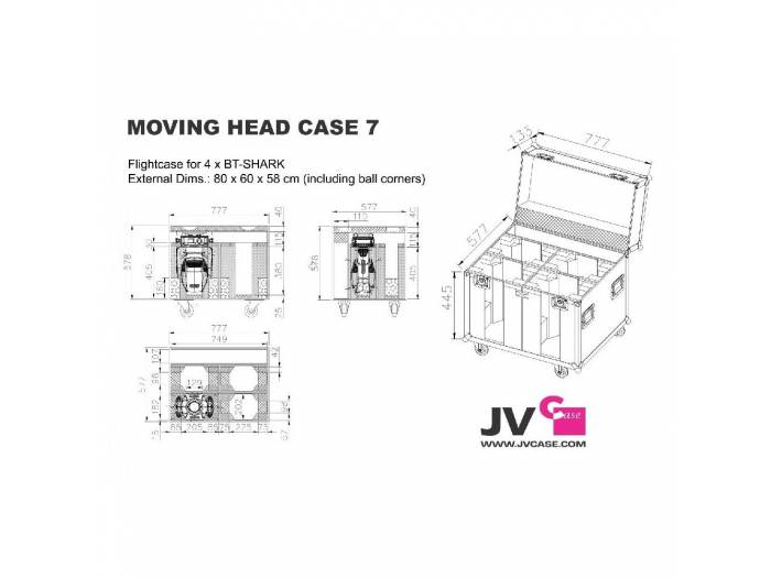 MOVING HEAD CASE 7 - RACK 4x BT-SHARK BRITEQ