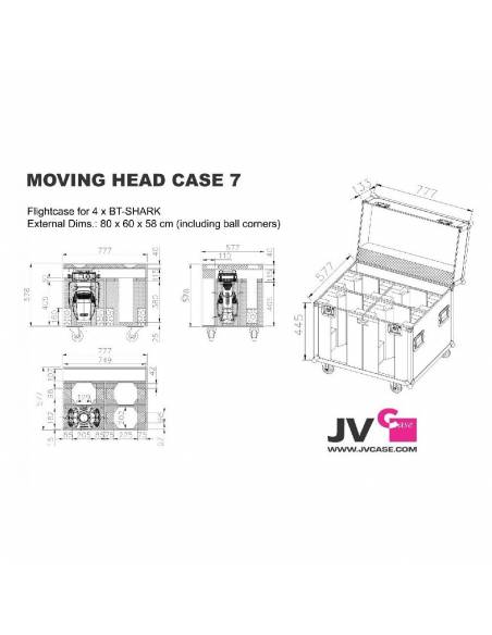 MOVING HEAD CASE 7 - RACK 4x BT-SHARK BRITEQ