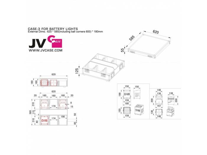 RACK CASE-3 PARA 6x ACCU COLOR O AKKULITE JBSYSTEMS
