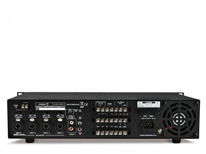 WORK Pro PA 240 USB/R Amplificador con mezclador y reproductor