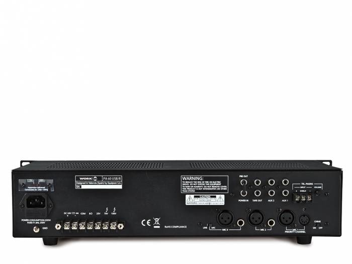 WORK Pro PA 60 USB/R Amplificador con mezclador y reproductor