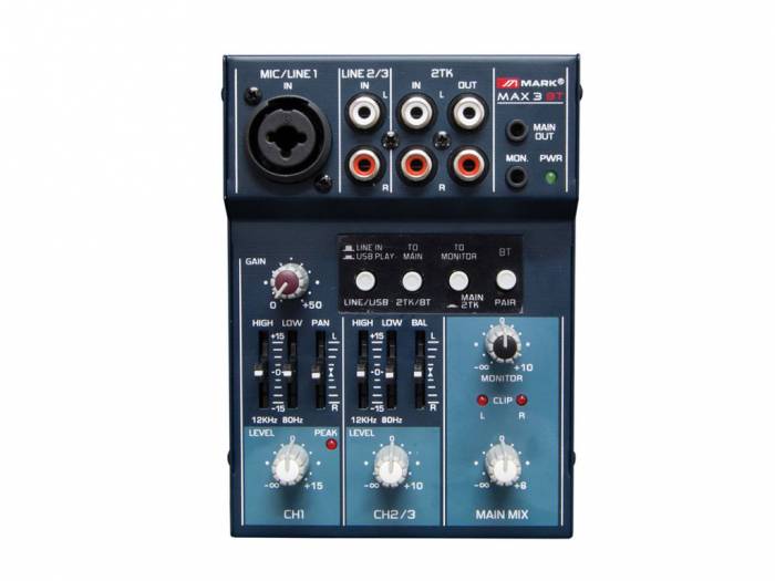 MARK MAX 3 BT Mezclador/interfaz audio PC/Mac. 2 canales.