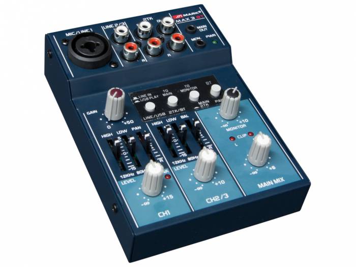 MARK MAX 3 BT Mezclador/interfaz audio PC/Mac. 2 canales.