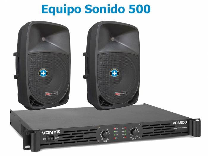 Equipo Sonido 500 - 2 Altavoces de 12 pulgadas y etapa de potencia