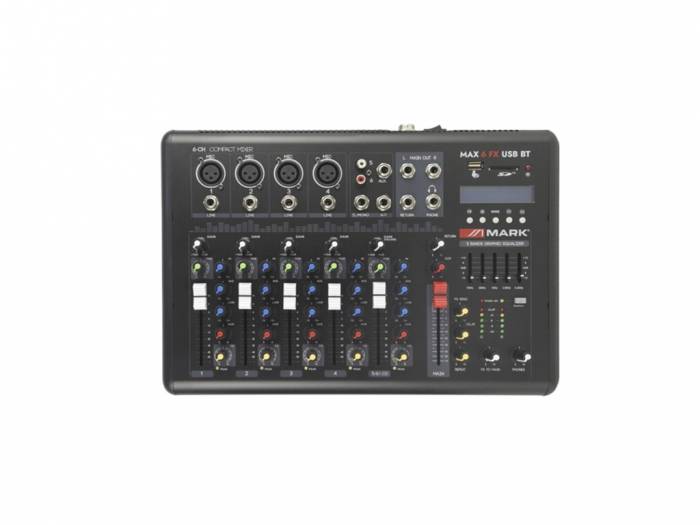 Mark MAX 6 FX USB BT - Mezclador 4+1 canales. Reproductor/grabador. - 2