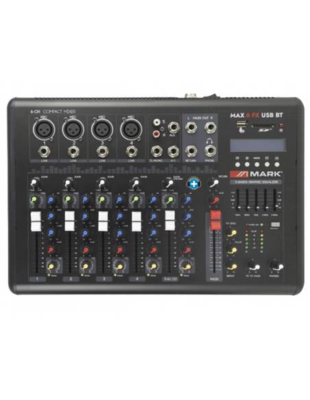 Mark MAX 6 FX USB BT - Mezclador 4+1 canales. Reproductor/grabador.