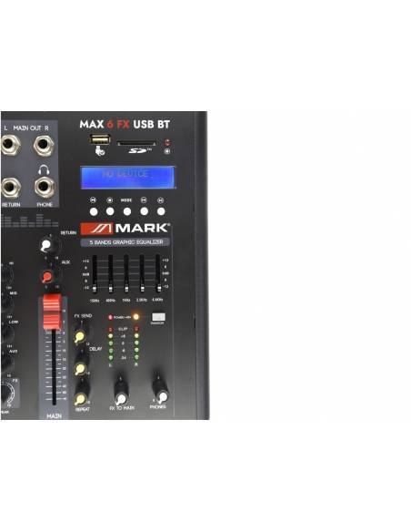 Mark MAX 6 FX USB BT - Mezclador 4+1 canales. Reproductor/grabador. - 3