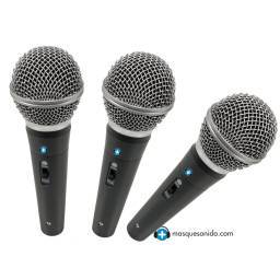 Pack 3 micrófonos Seven SVMK10 – vista frontal / detalle cápsula / con cables 2