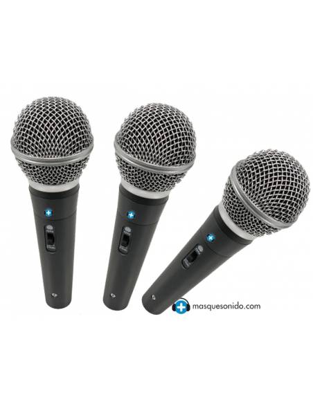 Pack 3 micrófonos Seven SVMK10 – vista frontal / detalle cápsula / con cables