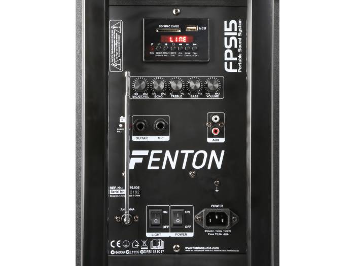 Fenton FPS15 Sistema portatil de sonido 15" BT/MP3/USB/SD/VHF/LED