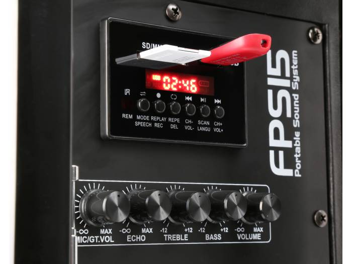 Fenton FPS15 Sistema portatil de sonido 15" BT/MP3/USB/SD/VHF/LED