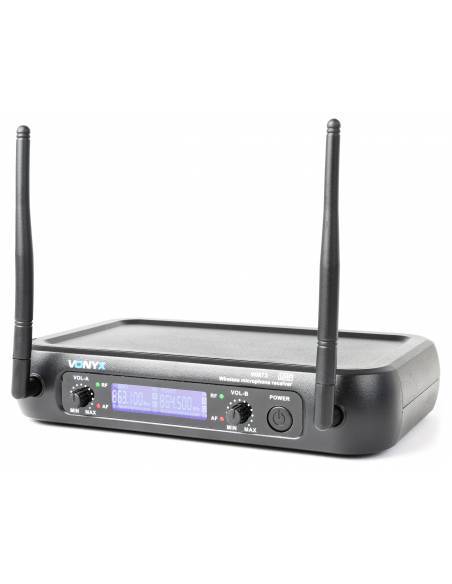 Vonyx WM73C Combi System Wireless UHF 2 canales con micro de mano y petaca y Display