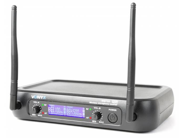 Vonyx WM73H Micrófono inalámbrico UHF  2- canales con 2 micros de cabeza y display