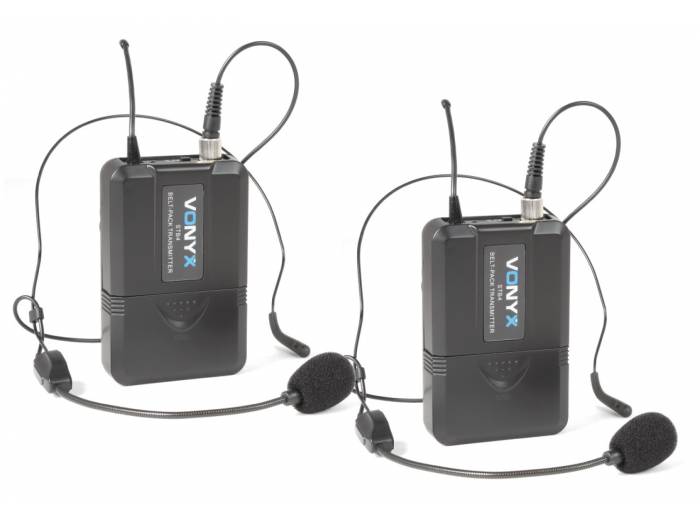 Vonyx WM73H Micrófono inalámbrico UHF  2- canales con 2 micros de cabeza y display