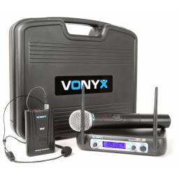 Vonyx WM512C Combi System Wireless VHF 2 canales con la computadora de mano, de Bodypack y Display