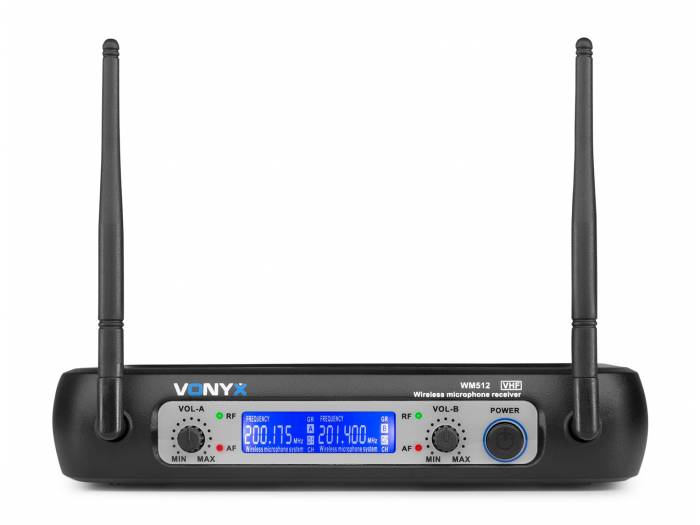 Vonyx WM512C Combi System Wireless VHF 2 canales con la computadora de mano, de Bodypack y Display