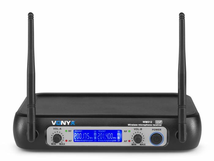 Vonyx WM512C Combi System Wireless VHF 2 canales con la computadora de mano, de Bodypack y Display