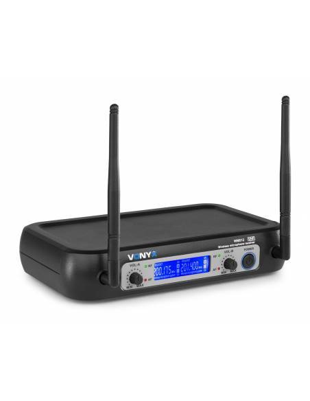 Vonyx WM512 Sistema inalámbrico VHF de 2 canales con micrófonos de mano y display