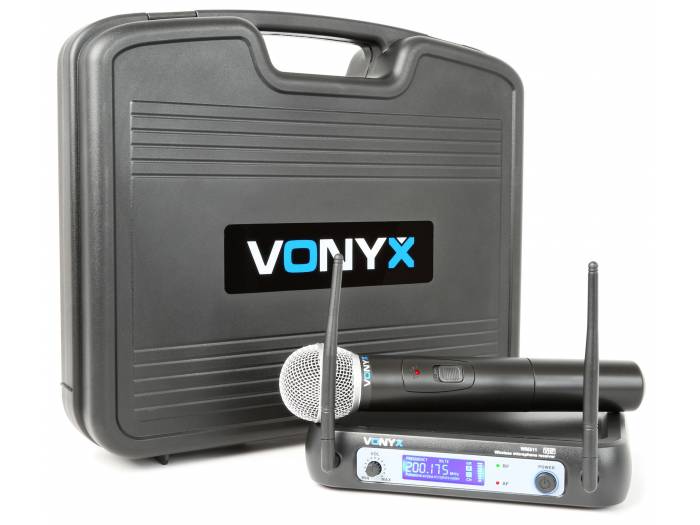 Vonyx WM511 VHF 1 Canal Sistema inalámbrico con micrófono de mano y display