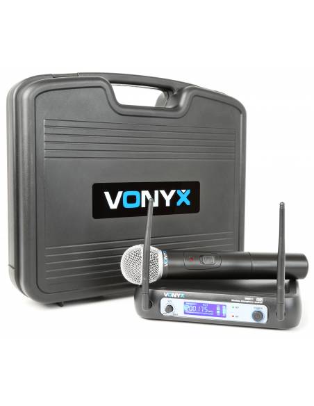 Vonyx WM511 VHF 1 Canal Sistema inalámbrico con micrófono de mano y display