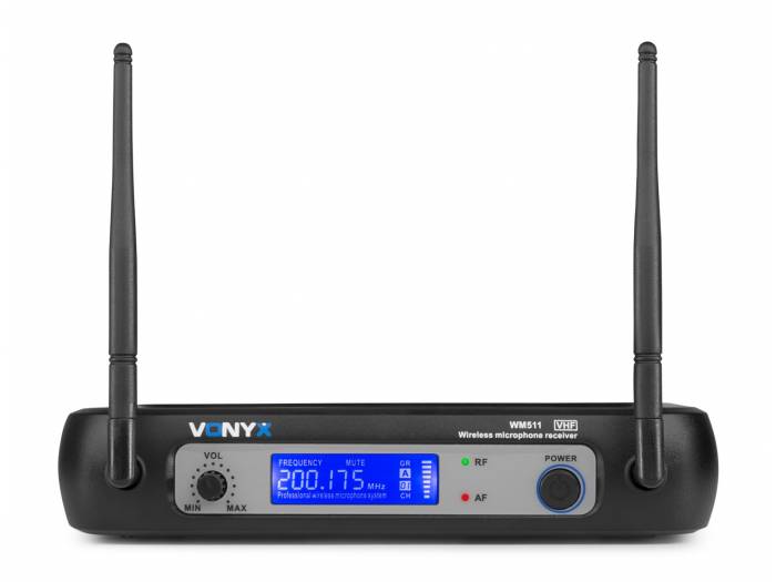 Vonyx WM511 VHF 1 Canal Sistema inalámbrico con micrófono de mano y display