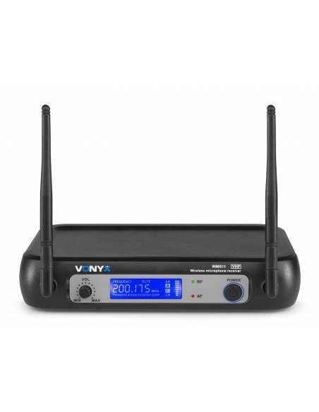 Vonyx WM511 VHF 1 Canal Sistema inalámbrico con micrófono de mano y display