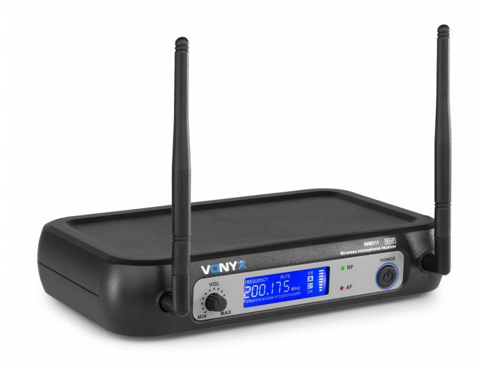 Vonyx WM511 VHF 1 Canal Sistema inalámbrico con micrófono de mano y display